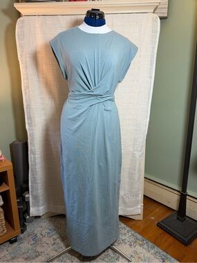 Modern Citizen Blue Tie Waist Maxi Dress Cap Sleeve